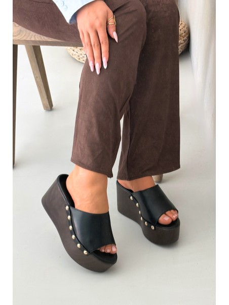 Women's Platform Sandals with Studs Black Mareline