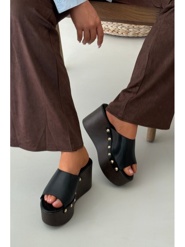 Women's Platform Sandals with Studs Black Mareline