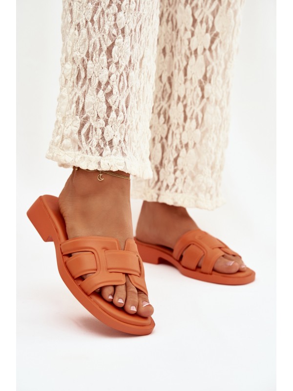 Womens Flat Heel Orange Slippers Lorania