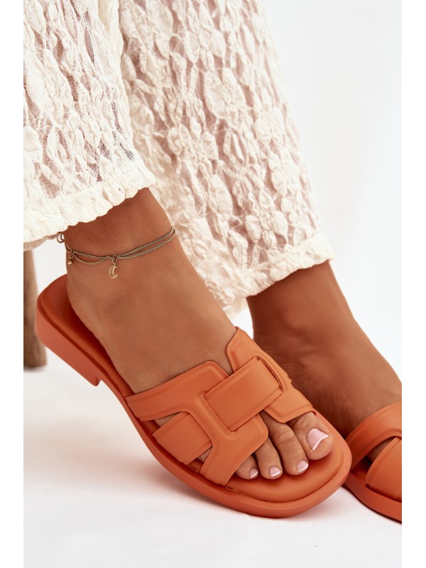 Womens Flat Heel Orange Slippers Lorania 2