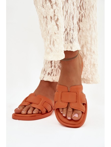 Womens Flat Heel Orange Slippers Lorania