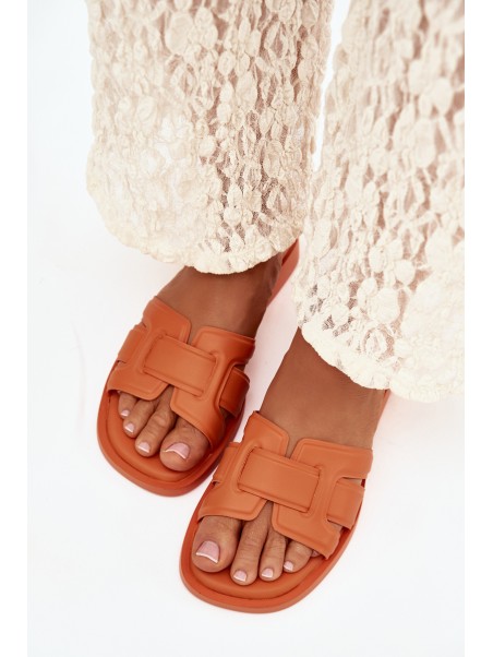 Womens Flat Heel Orange Slippers Lorania