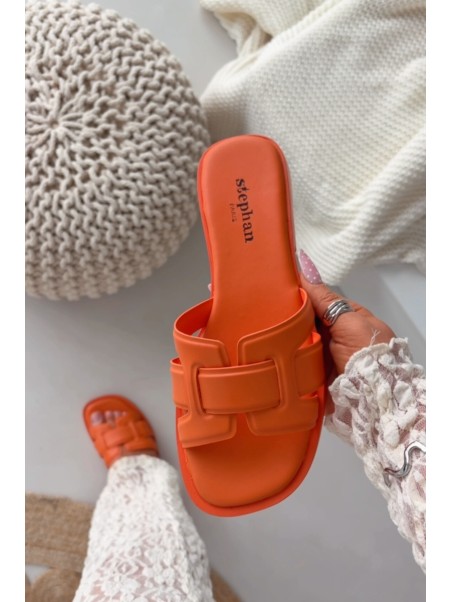 Womens Flat Heel Orange Slippers Lorania