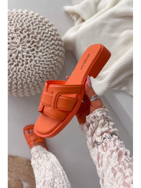 Womens Flat Heel Orange Slippers Lorania