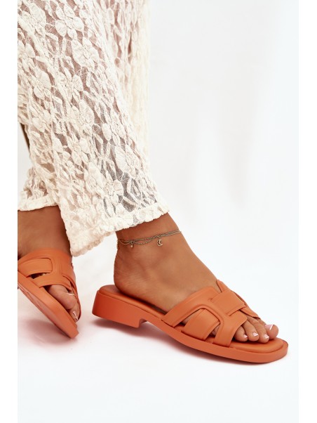 Womens Flat Heel Orange Slippers Lorania