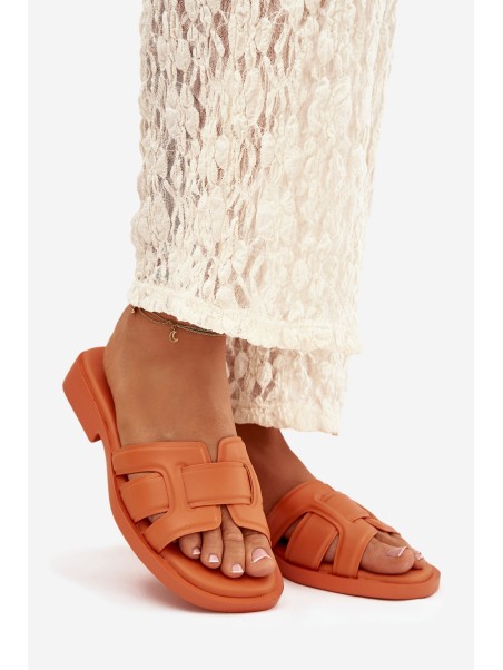 Womens Flat Heel Orange Slippers Lorania