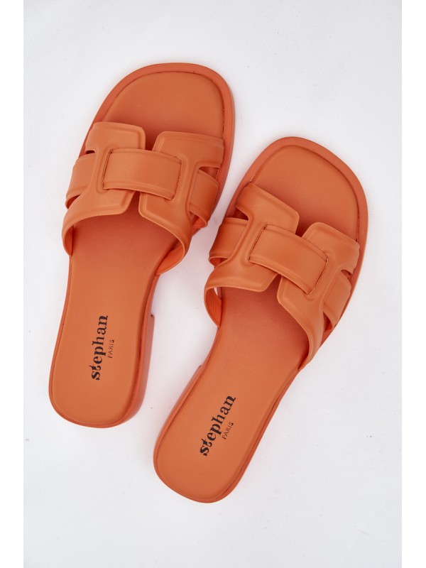 Womens Flat Heel Orange Slippers Lorania