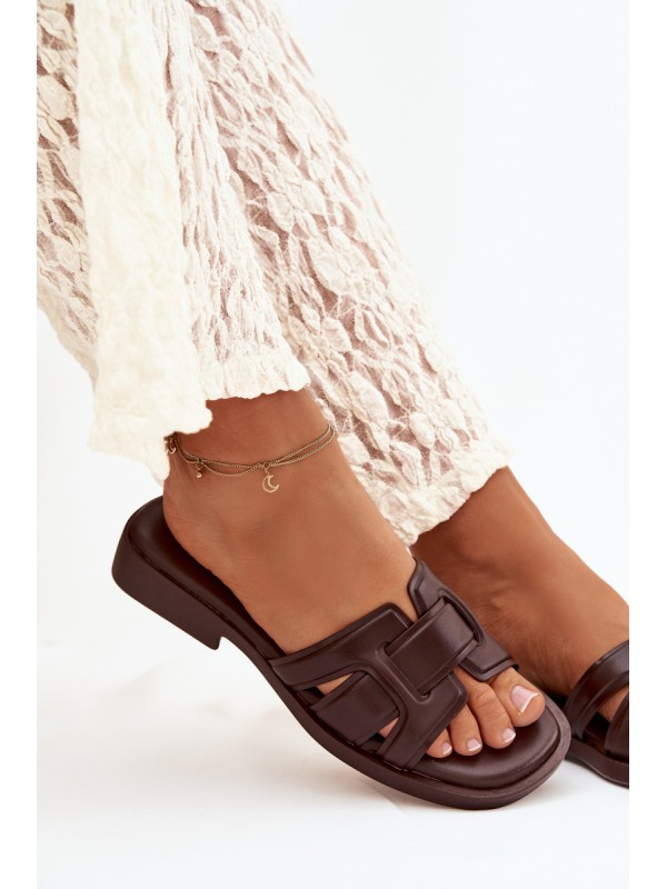 Lorania Chocolate Flat Heel Women's Slippers