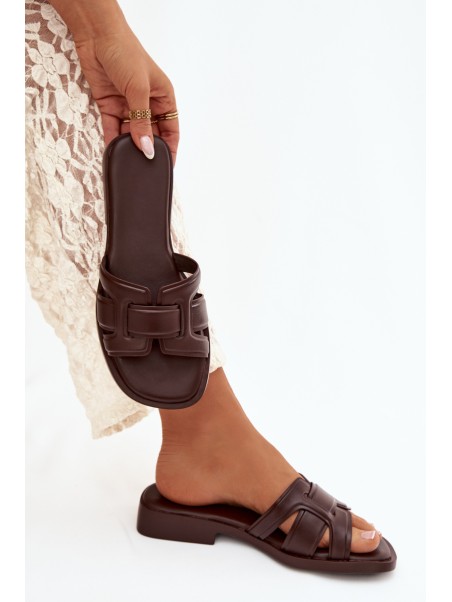 Lorania Chocolate Flat Heel Women's Slippers