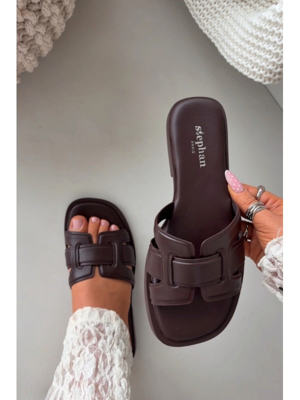 Lorania Chocolate Flat Heel Women's Slippers