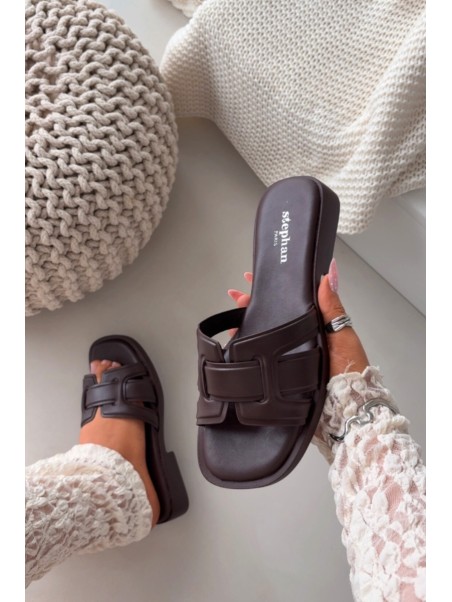 Lorania Chocolate Flat Heel Women's Slippers