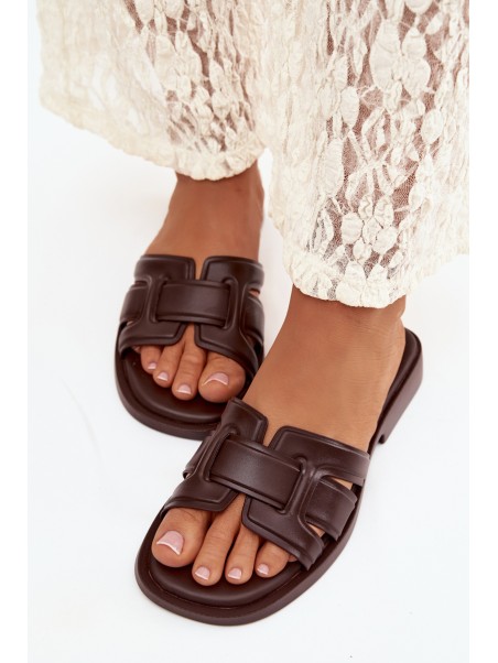 Lorania Chocolate Flat Heel Women's Slippers
