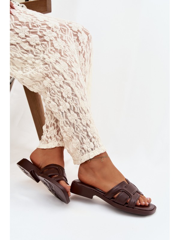 Lorania Chocolate Flat Heel Women's Slippers
