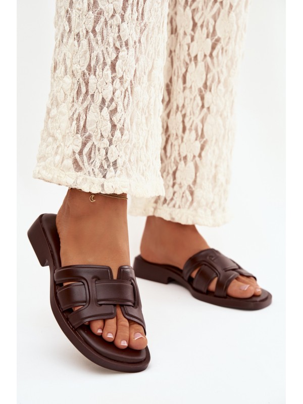 Lorania Chocolate Flat Heel Women's Slippers