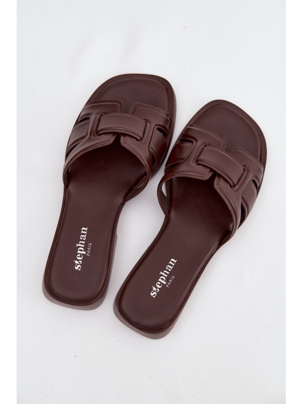 Lorania Chocolate Flat Heel Women's Slippers