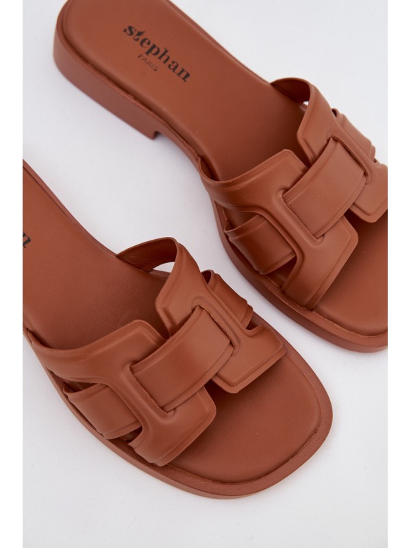 Klapki Damskie Na Płaskim Obcasie Camel Lorania