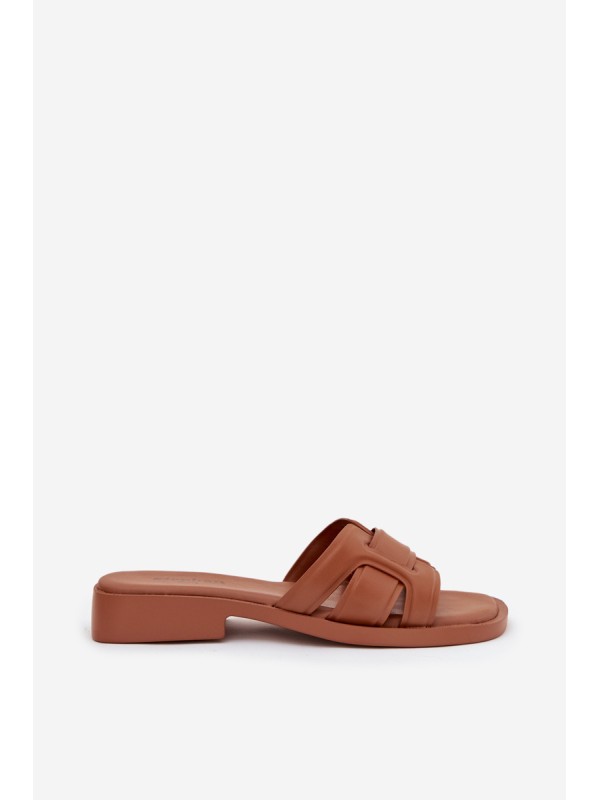 Klapki Damskie Na Płaskim Obcasie Camel Lorania