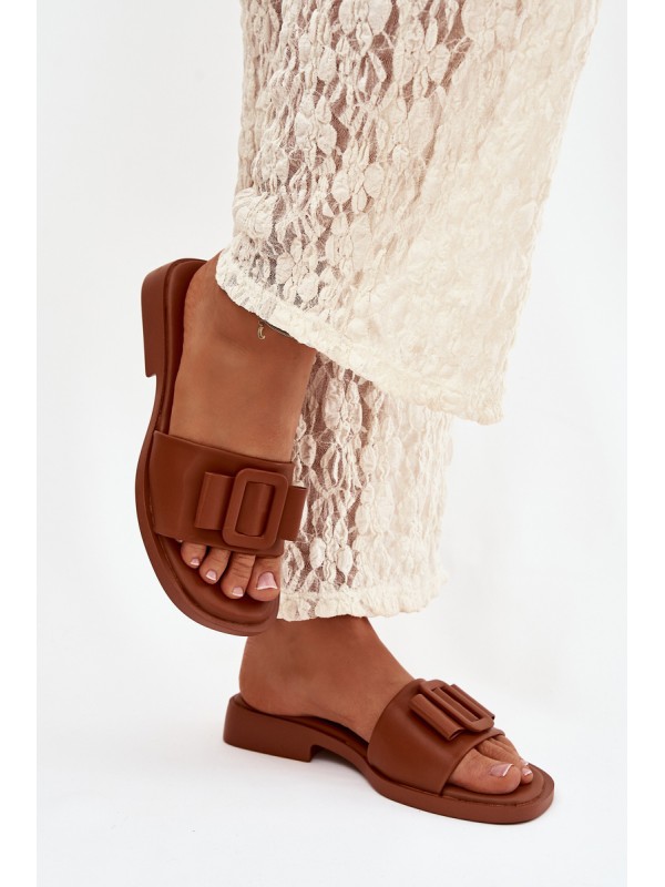 Women's Flat Sandals with Buckle Camel Melivra 2