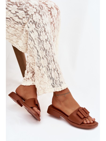 Women's Flat Sandals with Buckle Camel Melivra