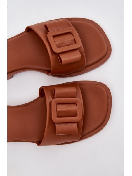 Women's Flat Sandals with Buckle Camel Melivra