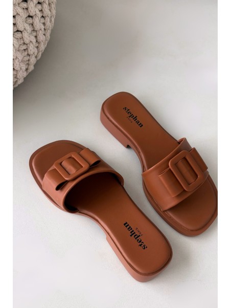 Women's Flat Sandals with Buckle Camel Melivra