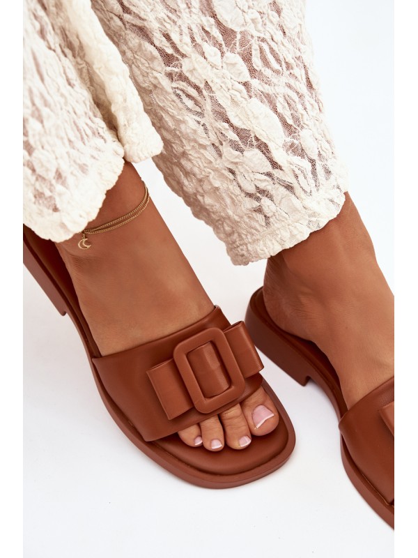 Women's Flat Sandals with Buckle Camel Melivra