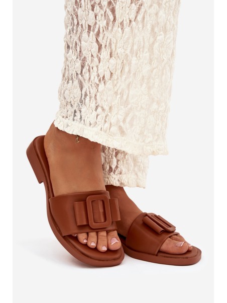 Women's Flat Sandals with Buckle Camel Melivra