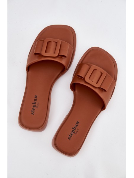 Women's Flat Sandals with Buckle Camel Melivra