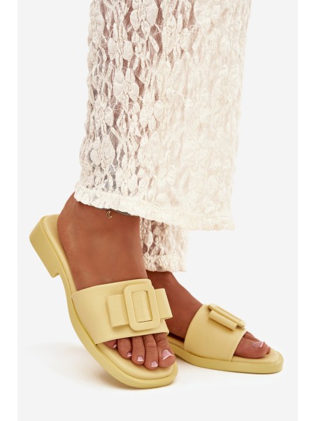 Women's Flat Sandals with Buckle Yellow Melivra