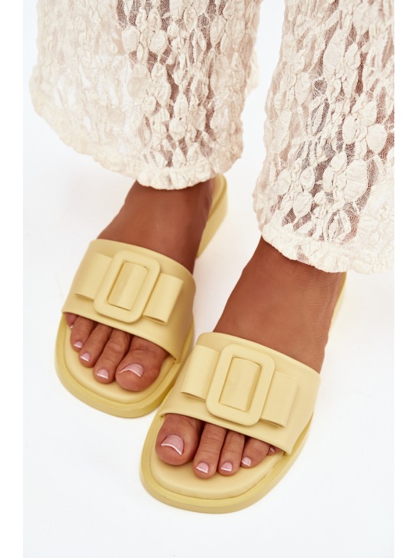Women's Flat Sandals with Buckle Yellow Melivra