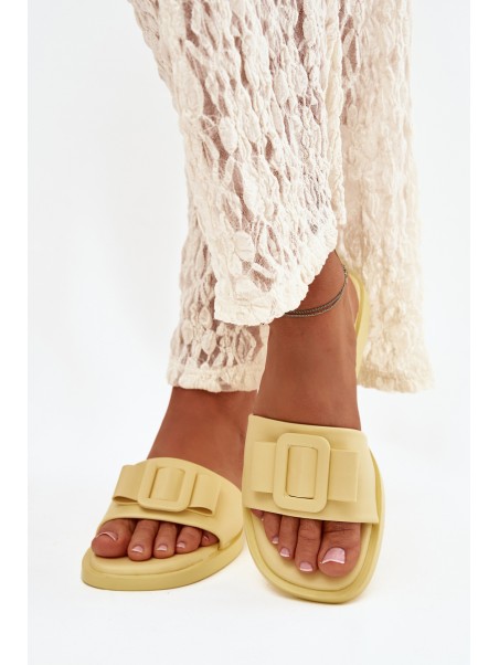 Women's Flat Sandals with Buckle Yellow Melivra