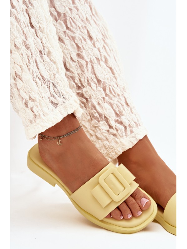 Women's Flat Sandals with Buckle Yellow Melivra