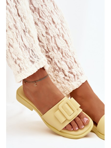 Women's Flat Sandals with Buckle Yellow Melivra