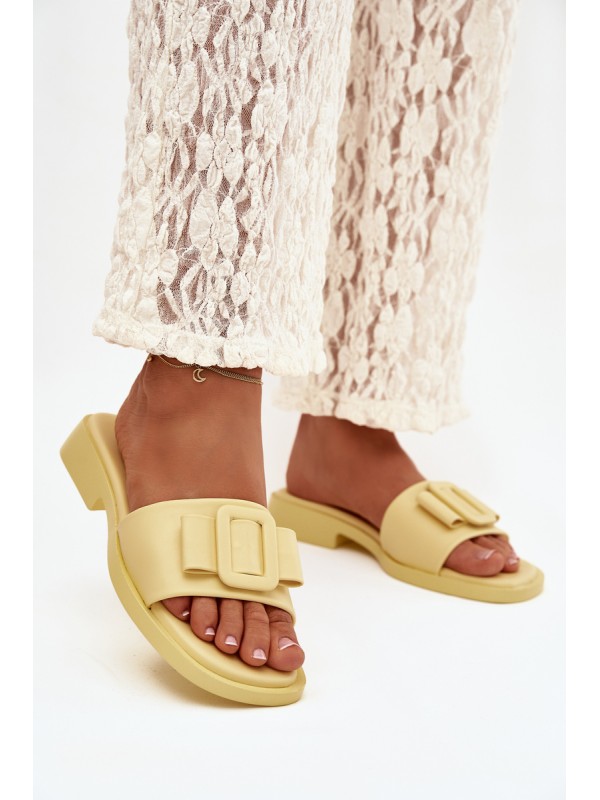 Women's Flat Sandals with Buckle Yellow Melivra