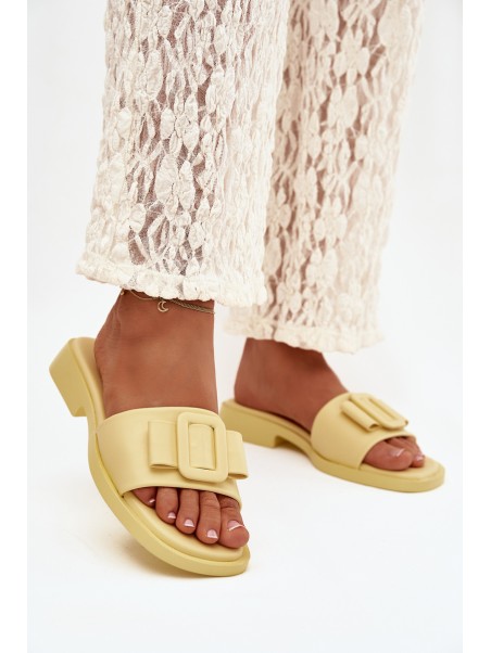 Women's Flat Sandals with Buckle Yellow Melivra