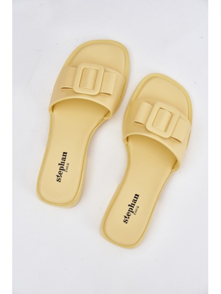 Women's Flat Sandals with Buckle Yellow Melivra