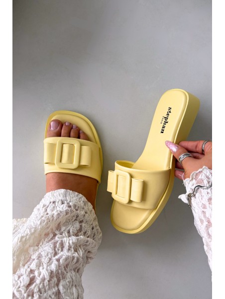 Women's Flat Sandals with Buckle Yellow Melivra
