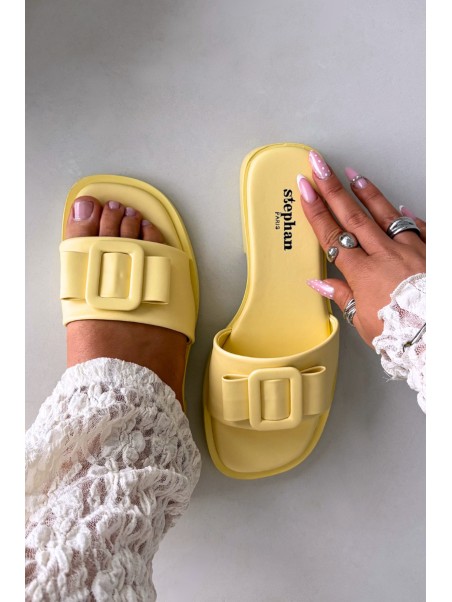 Women's Flat Sandals with Buckle Yellow Melivra