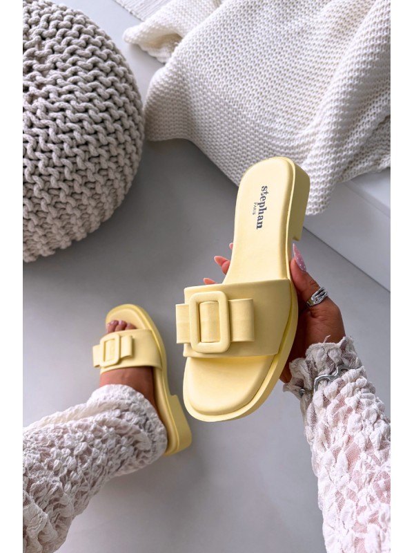 Women's Flat Sandals with Buckle Yellow Melivra
