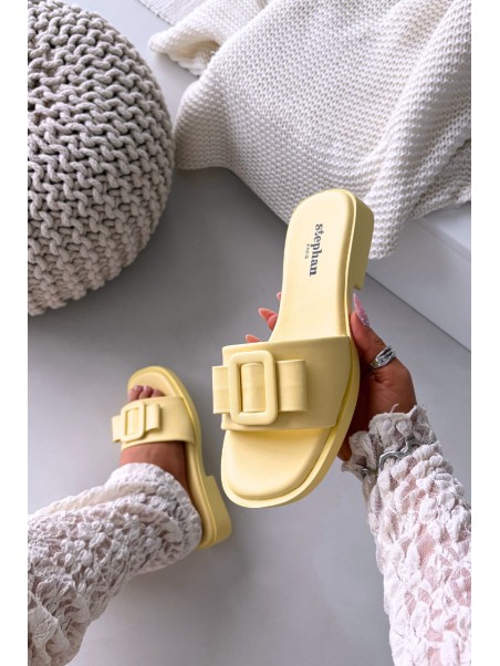 Women's Flat Sandals with Buckle Yellow Melivra