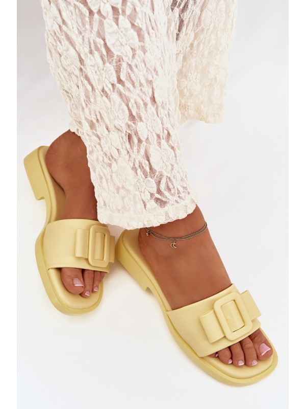 Women's Flat Sandals with Buckle Yellow Melivra