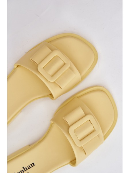 Women's Flat Sandals with Buckle Yellow Melivra