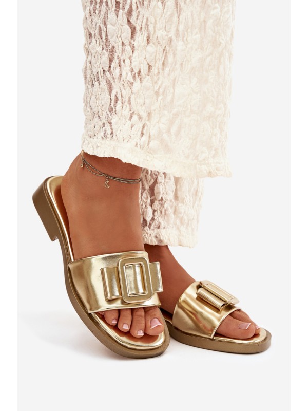 Women's Flat Sandals with Gold Buckle Melivra