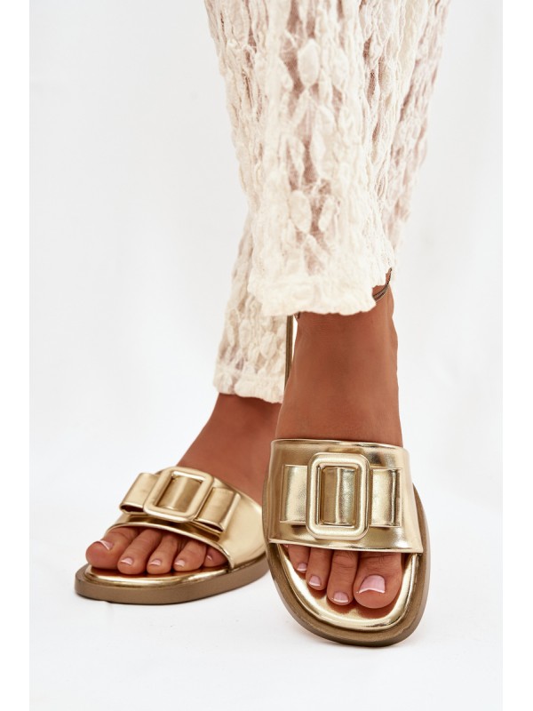 Women's Flat Sandals with Gold Buckle Melivra