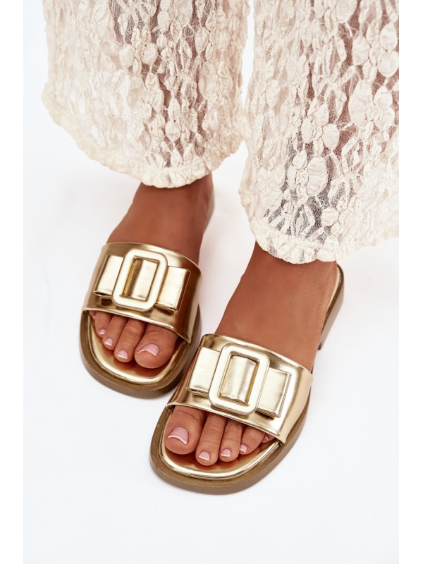Women's Flat Sandals with Gold Buckle Melivra