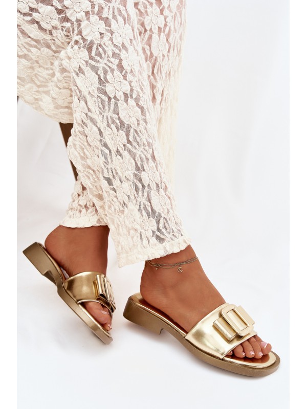 Women's Flat Sandals with Gold Buckle Melivra