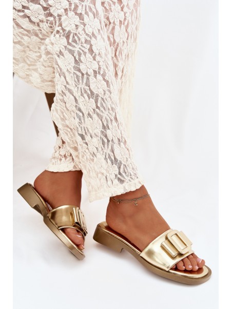 Women's Flat Sandals with Gold Buckle Melivra