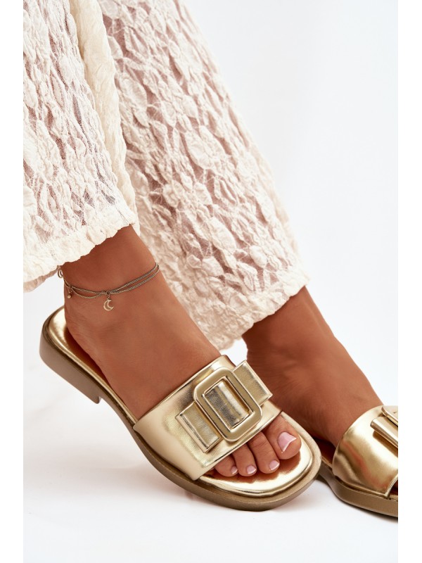 Women's Flat Sandals with Gold Buckle Melivra