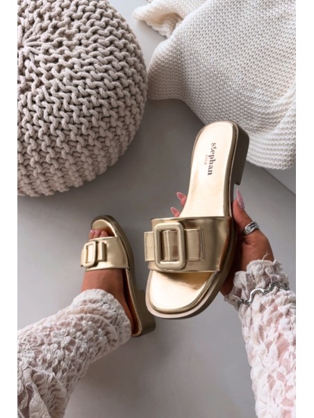 Women's Flat Sandals with Gold Buckle Melivra