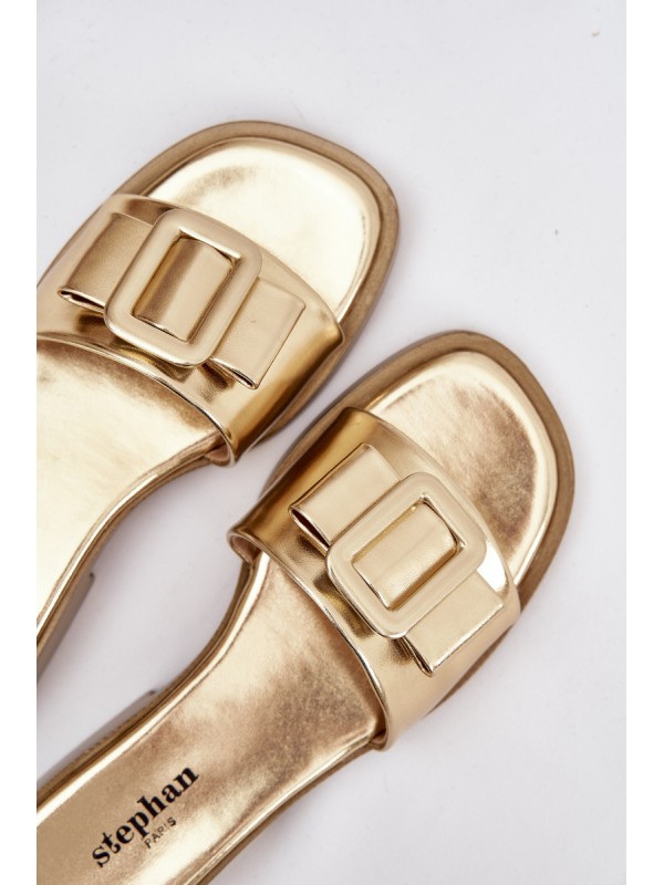 Women's Flat Sandals with Gold Buckle Melivra